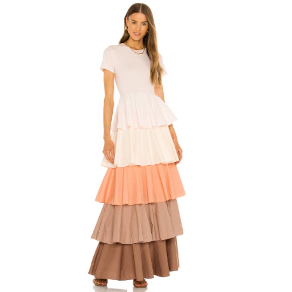 Alexandra Tiered Ruffle Dress, Neutral Pinks - Something Navy, XS